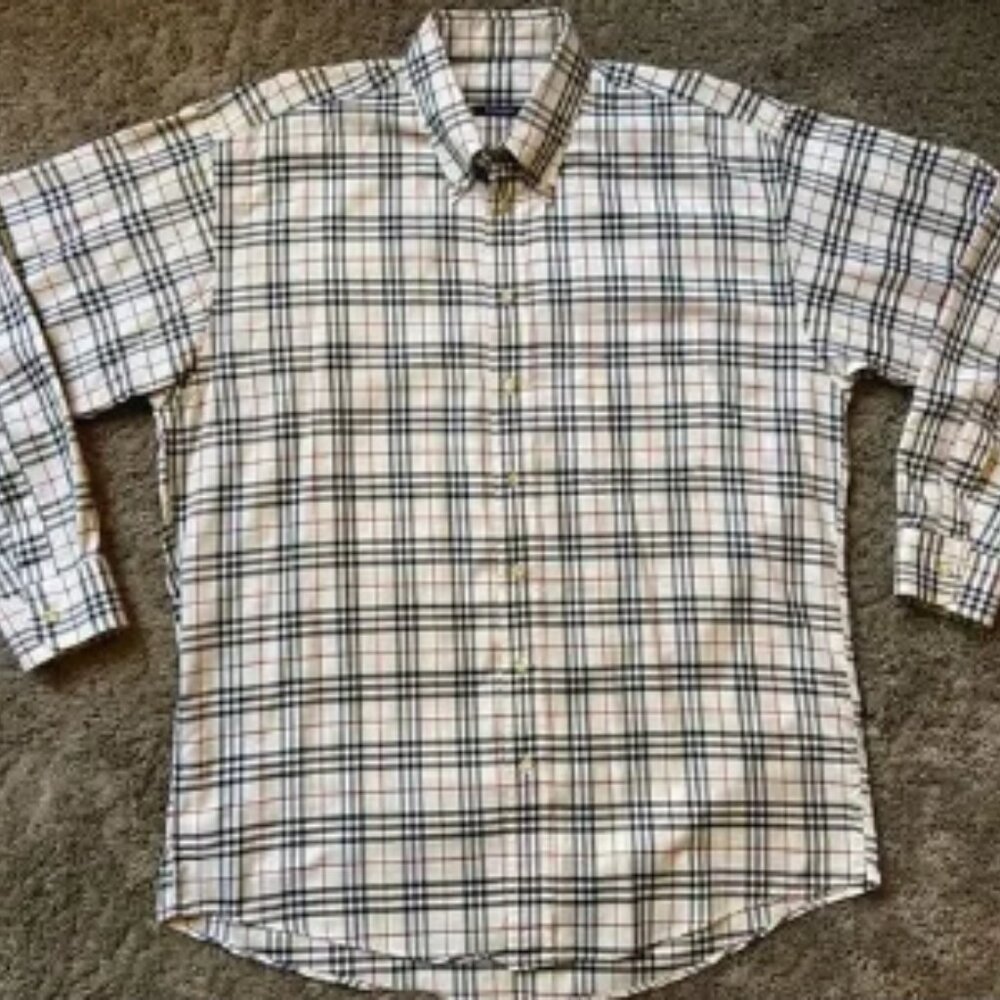 Men's Burberry XL Classic Nova Check‎ Dress Shirt Long Sleeve USA Early 00's Y2K